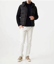 MNJAI57590 MICHEL KLEIN HOMME(ミッシェルクラン オム) 異素材MIX袖ニットダウンジャケット ブラック