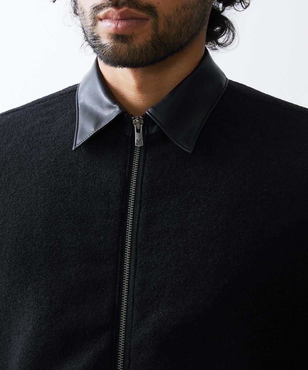 MNJAV84540 MICHEL KLEIN HOMME(ミッシェルクラン オム) ウールコンビネーションブルゾン ブラック