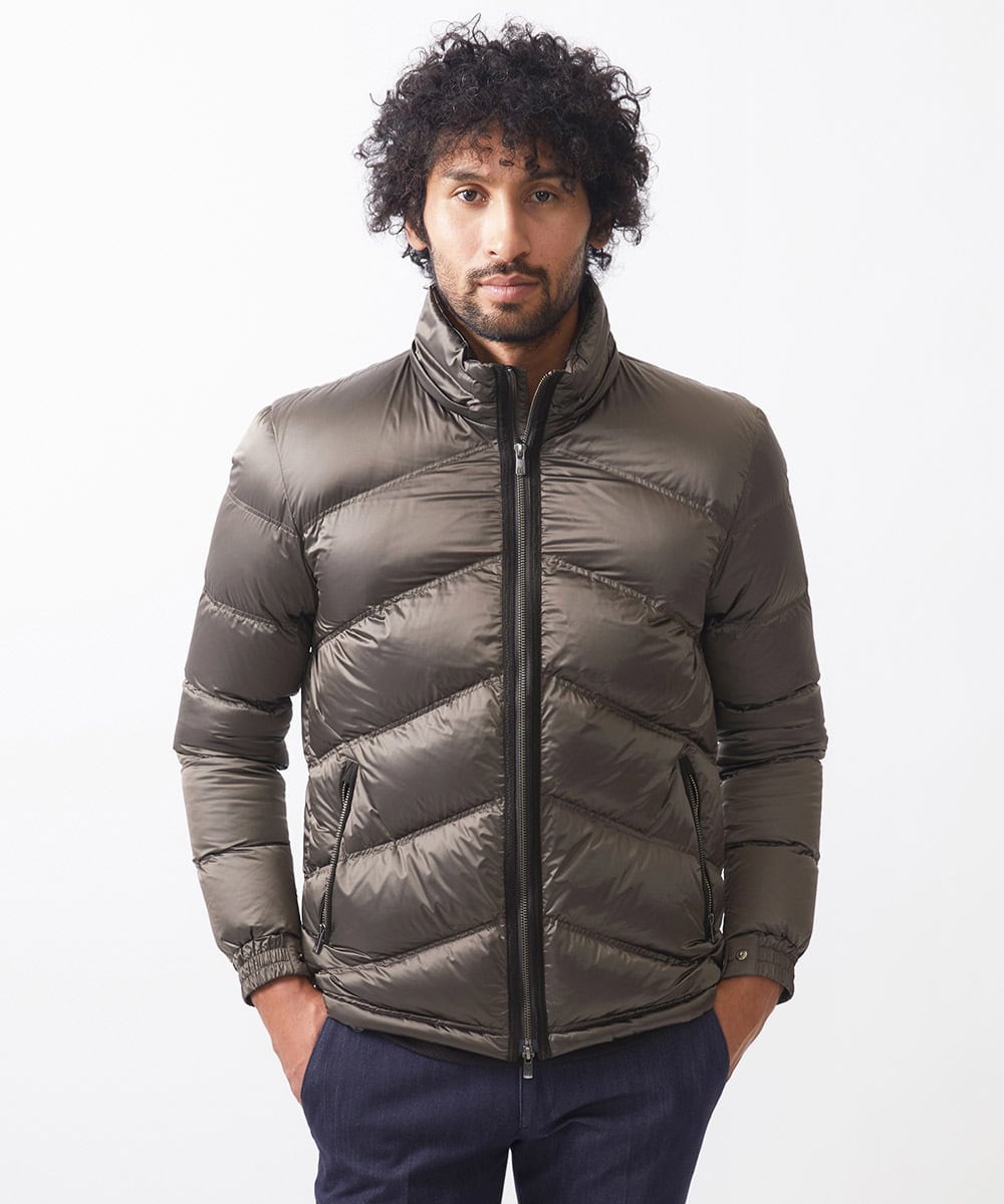 MNJCC60720 MICHEL KLEIN HOMME(ミッシェルクラン オム) シャンブレーダウンジャケット カーキ