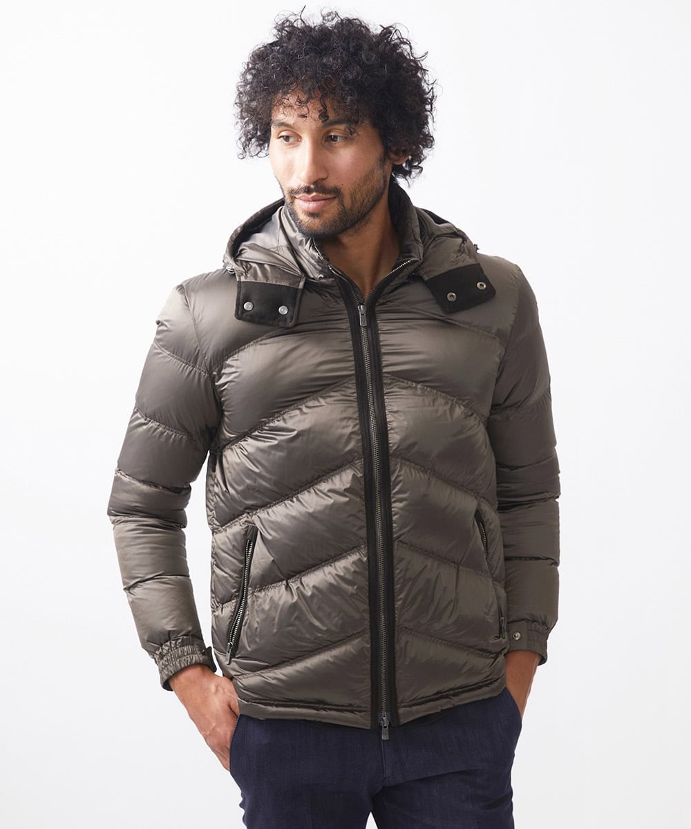 MNJCC60720 MICHEL KLEIN HOMME(ミッシェルクラン オム) シャンブレーダウンジャケット カーキ