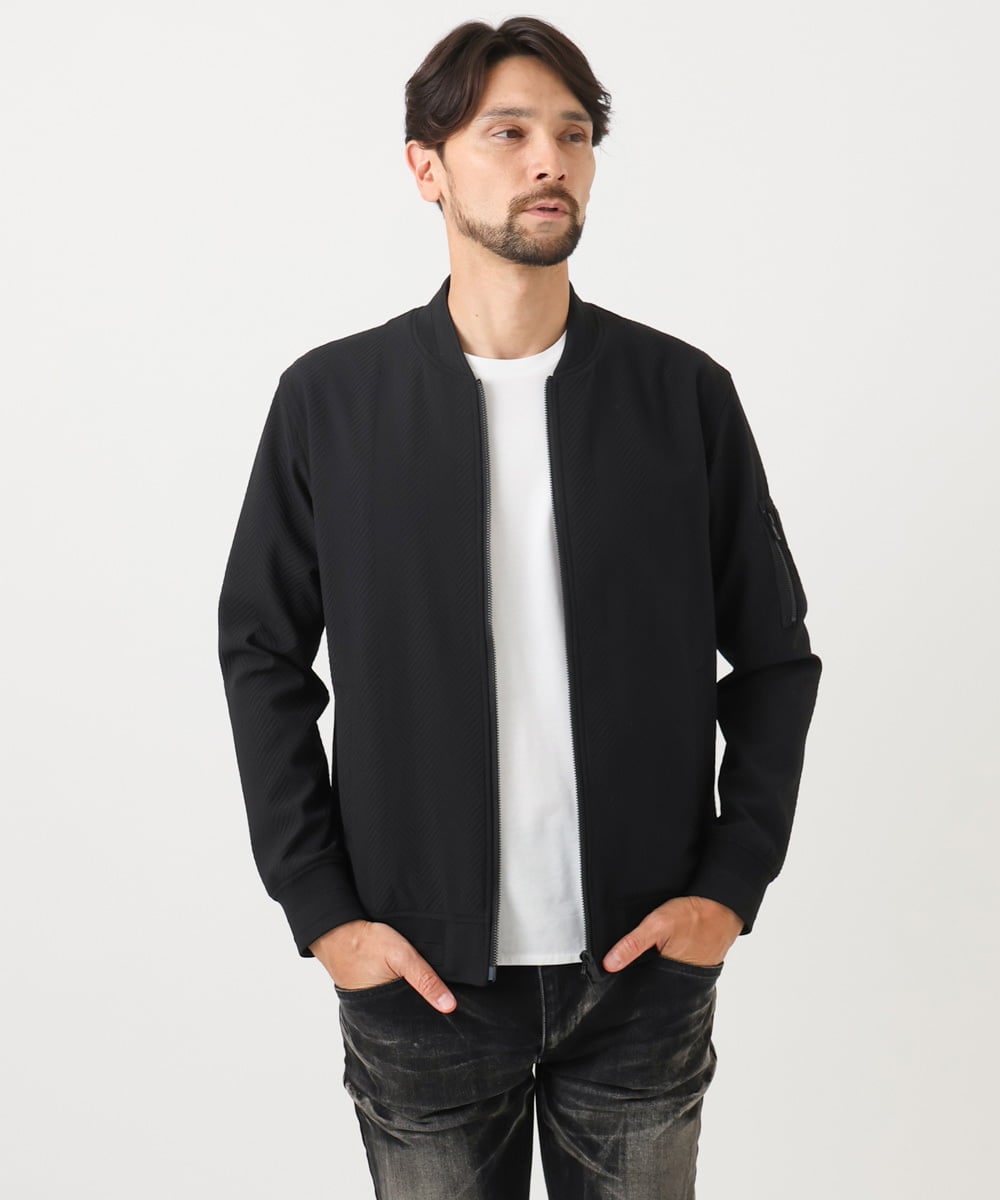 MNJCD52450 MICHEL KLEIN HOMME(ミッシェルクラン オム) 【セットアップ】ビックへリンボンMA-1ブルゾン ブラック