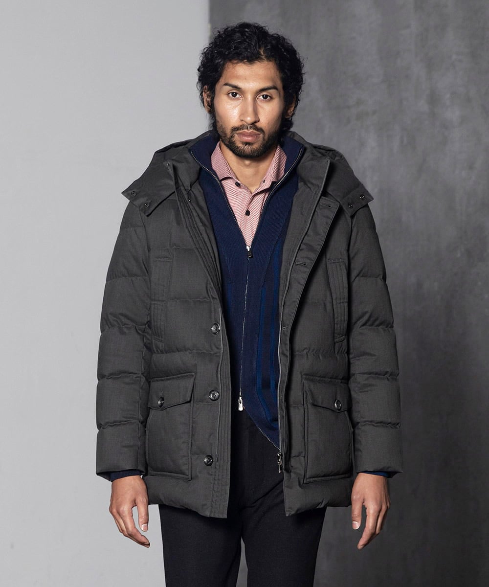 MNJCV43490 MICHEL KLEIN HOMME(ミッシェルクラン オム) ウールダウンブルゾン（ウォームポケット付） ブラック(94)