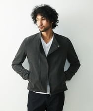 MNJDS30390 MICHEL KLEIN HOMME(ミッシェルクラン オム) ニットライダースブルゾン カーキ