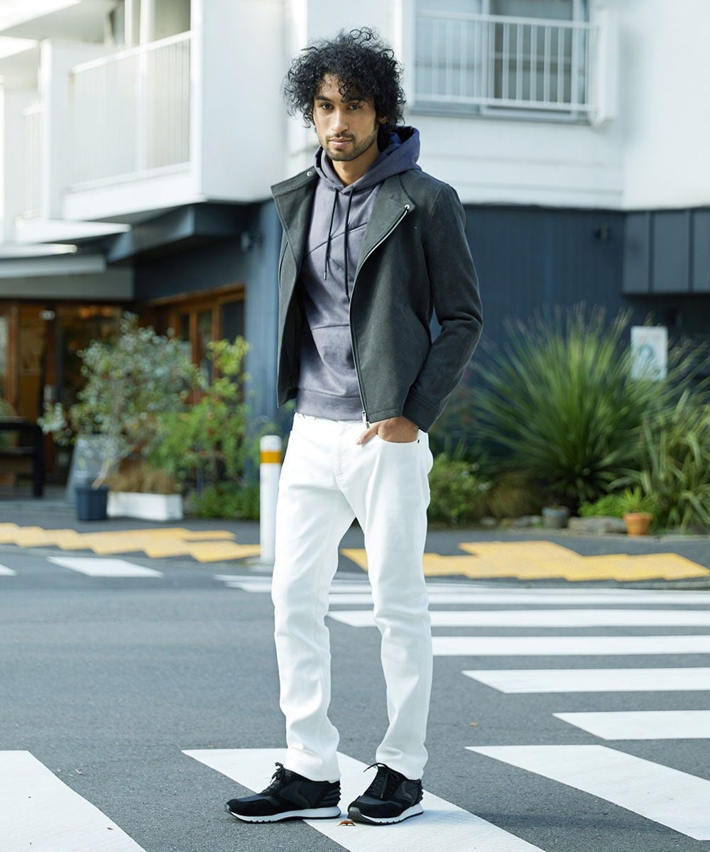 MNJDS30390 MICHEL KLEIN HOMME(ミッシェルクラン オム) ニットライダースブルゾン カーキ