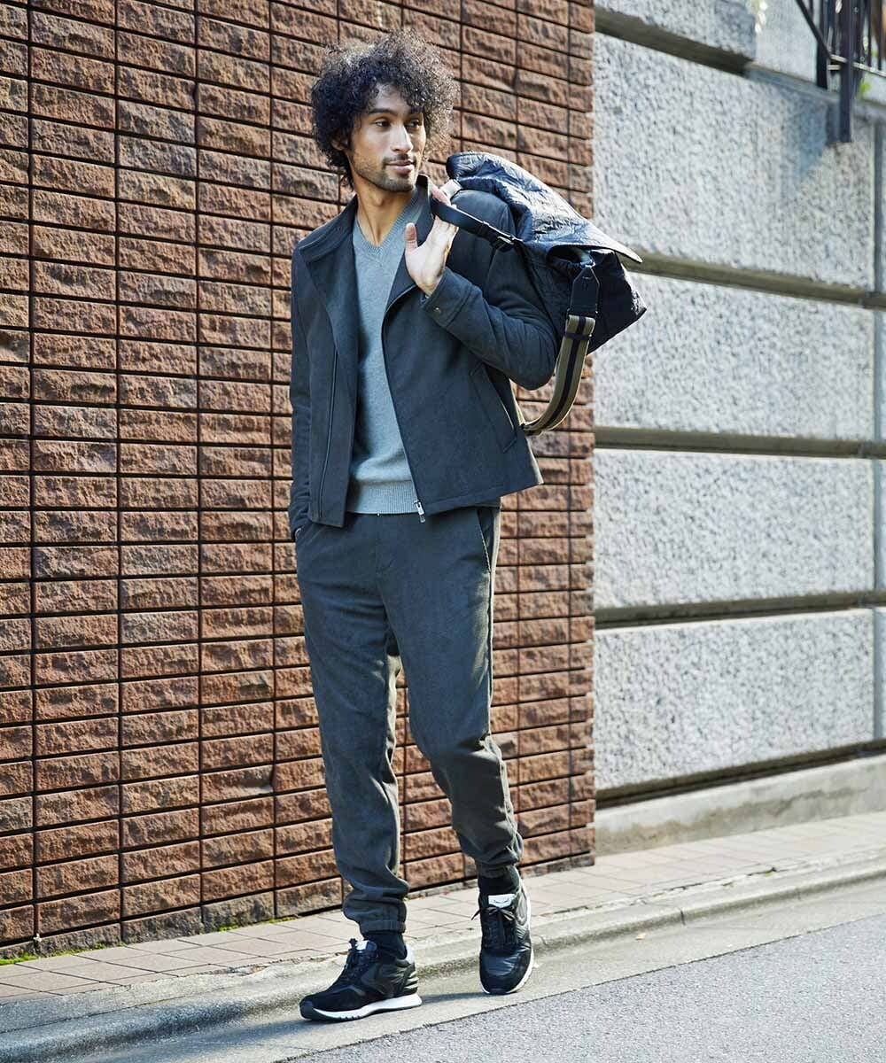 MNJDS30390 MICHEL KLEIN HOMME(ミッシェルクラン オム) ニットライダースブルゾン カーキ