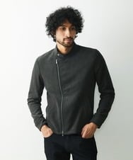 MNJDS30390 MICHEL KLEIN HOMME(ミッシェルクラン オム) ニットライダースブルゾン カーキ