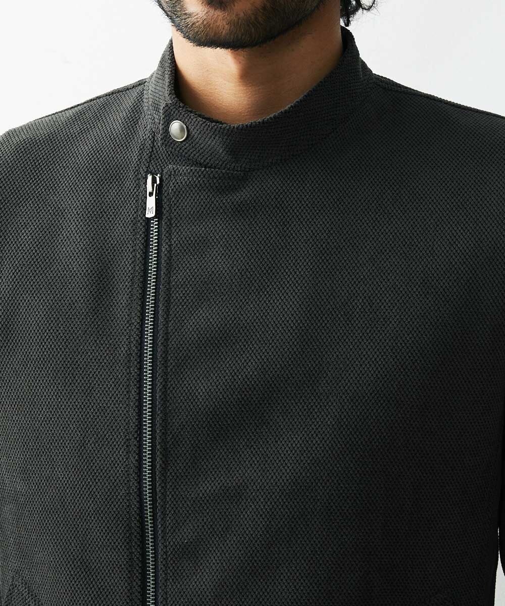 MNJDS30390 MICHEL KLEIN HOMME(ミッシェルクラン オム) ニットライダースブルゾン カーキ