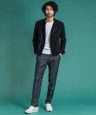 MNJDS30390 MICHEL KLEIN HOMME(ミッシェルクラン オム) ニットライダースブルゾン ブラック