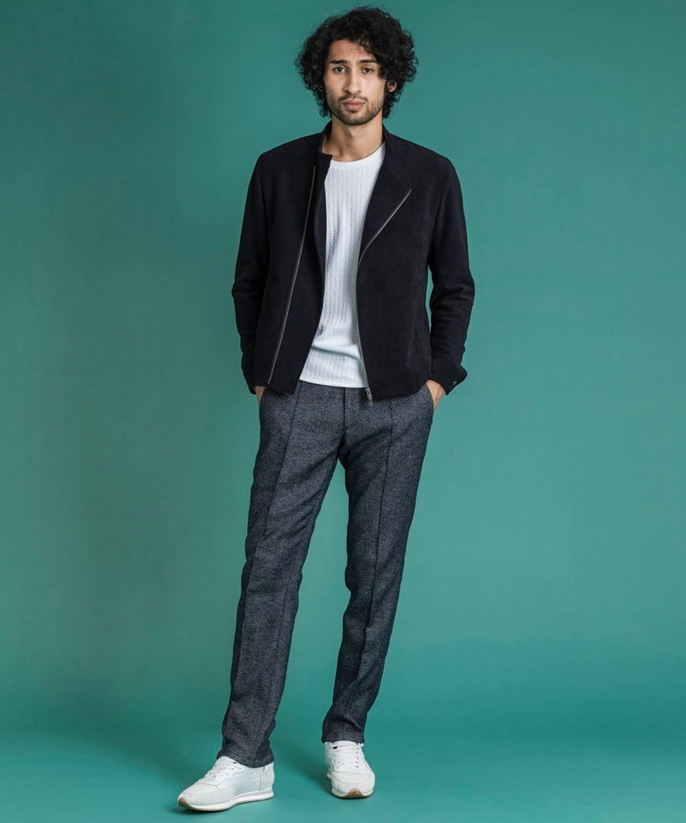 MNJDS30390 MICHEL KLEIN HOMME(ミッシェルクラン オム) ニットライダースブルゾン ブラック