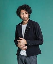 MNJDS30390 MICHEL KLEIN HOMME(ミッシェルクラン オム) ニットライダースブルゾン ブラック