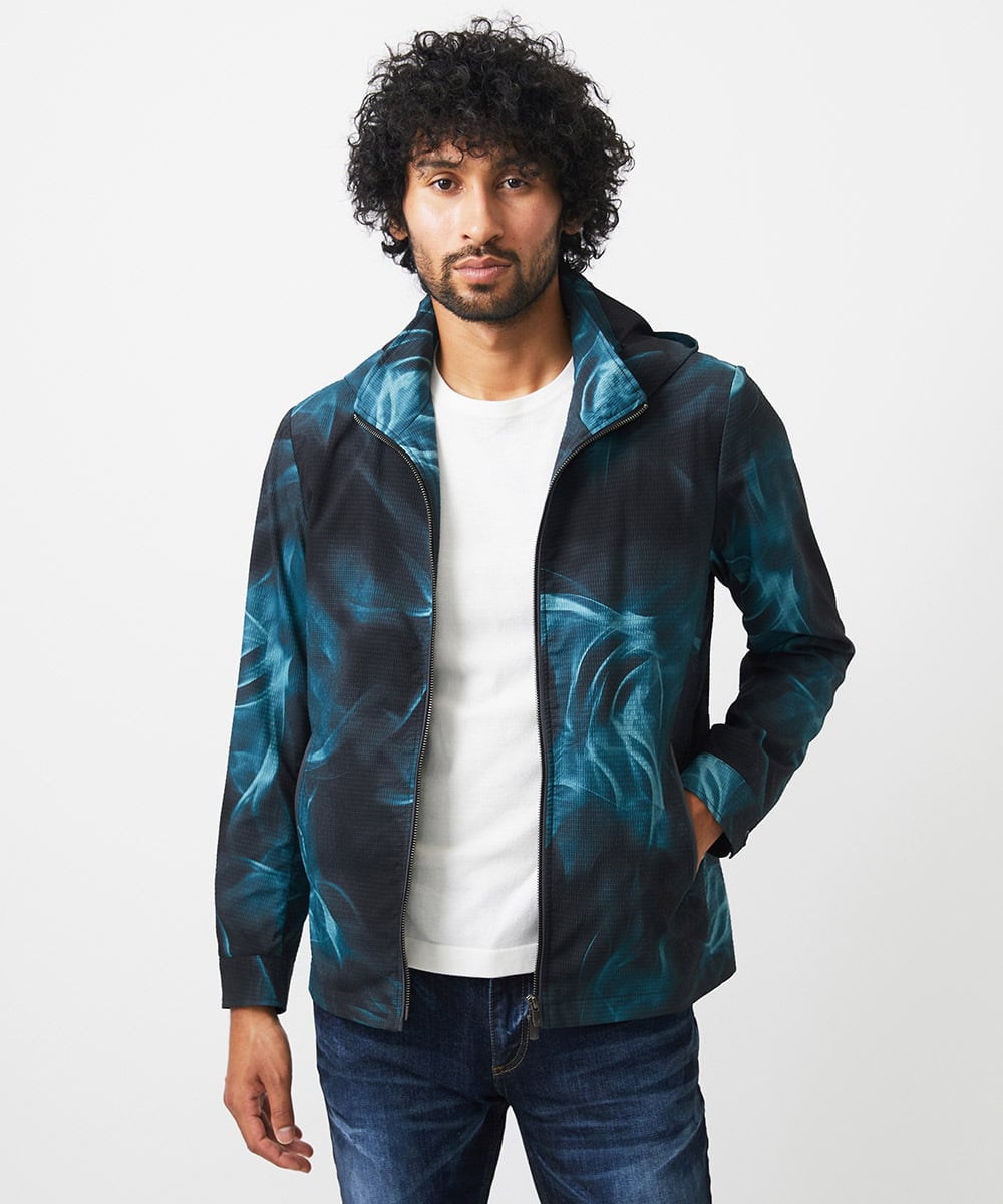 MNJGA54500 MICHEL KLEIN HOMME(ミッシェルクラン オム) スモーク柄メッシュパーカーブルゾン ブラック