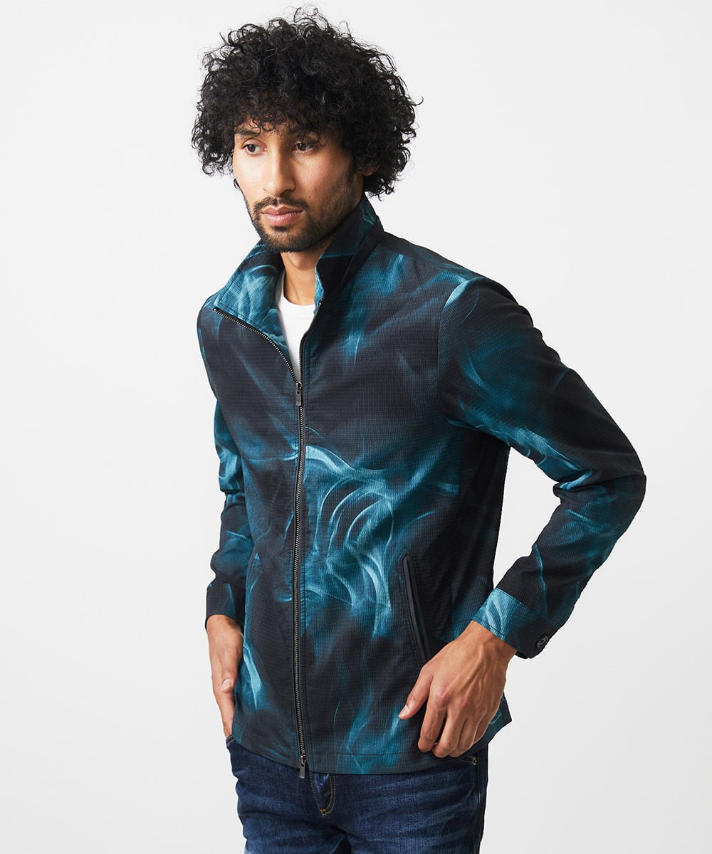 MNJGA54500 MICHEL KLEIN HOMME(ミッシェルクラン オム) スモーク柄メッシュパーカーブルゾン ブラック