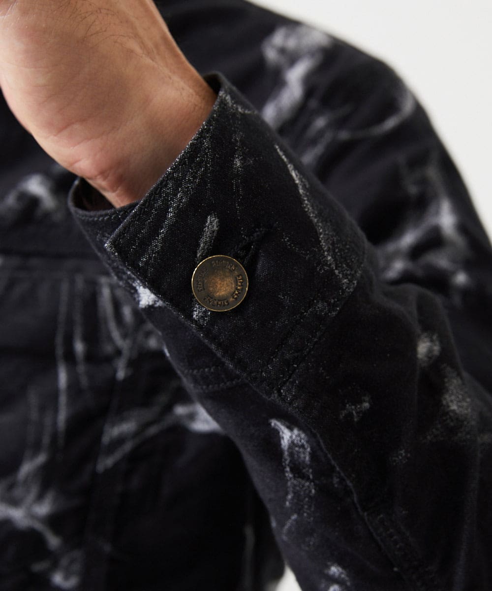 MNJGD91360 MICHEL KLEIN HOMME(ミッシェルクラン オム) 《日本製》20th　FACTOTUMコラボ　スモーク柄デニムジャケット ブラック