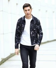 MNJGD91360 MICHEL KLEIN HOMME(ミッシェルクラン オム) 《日本製》20th　FACTOTUMコラボ　スモーク柄デニムジャケット ブラック