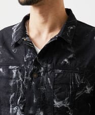 MNJGD91360 MICHEL KLEIN HOMME(ミッシェルクラン オム) 《日本製》20th　FACTOTUMコラボ　スモーク柄デニムジャケット ブラック