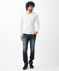 MNKAA51130 MICHEL KLEIN HOMME(ミッシェルクラン オム) 【2024年モデル】ダブルフェイスクルーネック長袖カットソー ホワイト
