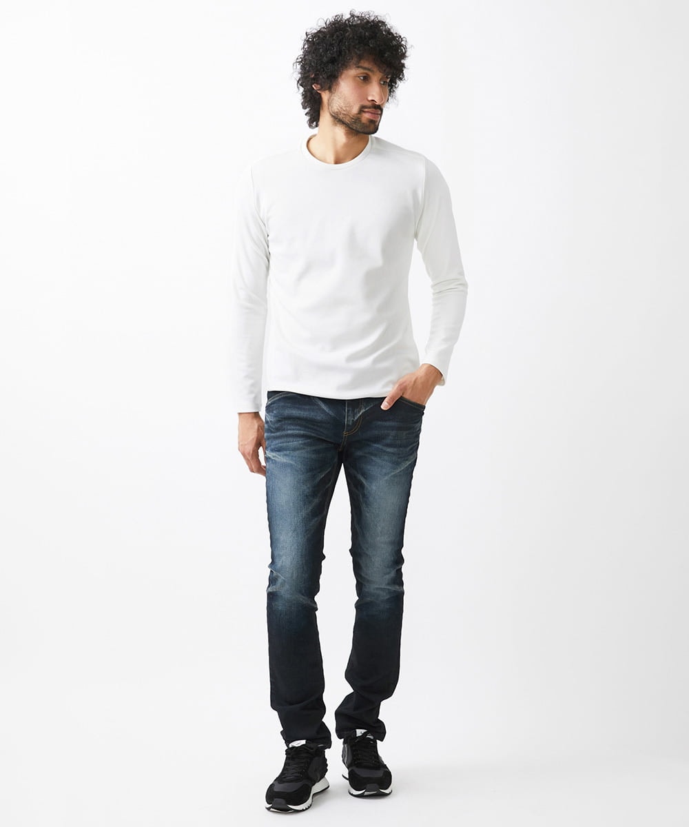 MNKAA51130 MICHEL KLEIN HOMME(ミッシェルクラン オム) 【2024年モデル】ダブルフェイスクルーネック長袖カットソー ホワイト