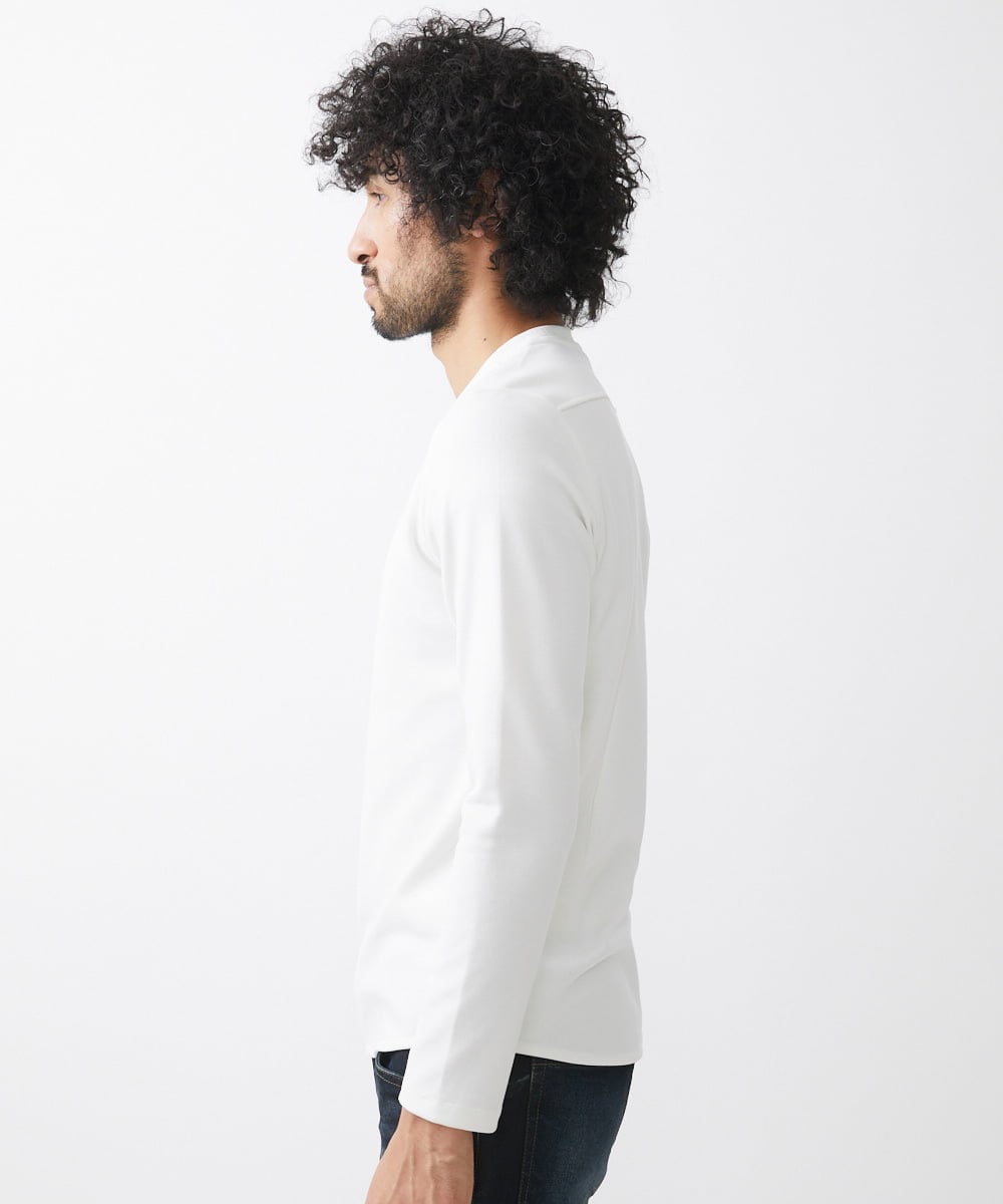 MNKAA51130 MICHEL KLEIN HOMME(ミッシェルクラン オム) 【2024年モデル】ダブルフェイスクルーネック長袖カットソー ホワイト