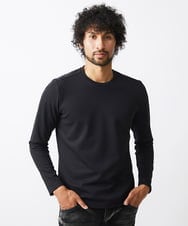 MNKAA51130 MICHEL KLEIN HOMME(ミッシェルクラン オム) 【2024年モデル】ダブルフェイスクルーネック長袖カットソー ブラック