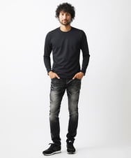 MNKAA51130 MICHEL KLEIN HOMME(ミッシェルクラン オム) 【2024年モデル】ダブルフェイスクルーネック長袖カットソー ブラック