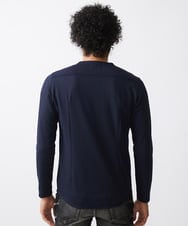 MNKAA53190 MICHEL KLEIN HOMME(ミッシェルクラン オム) 《日本製》千鳥柄Vネック長袖カットソー ネイビー
