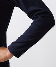 MNKAA53190 MICHEL KLEIN HOMME(ミッシェルクラン オム) 《日本製》千鳥柄Vネック長袖カットソー ネイビー