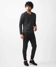 MNKAA53190 MICHEL KLEIN HOMME(ミッシェルクラン オム) 《日本製》千鳥柄Vネック長袖カットソー ダークグレー