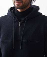 MNKAC57250 MICHEL KLEIN HOMME(ミッシェルクラン オム) 《日本製》モールZIPプルオーバーパーカー ブラック