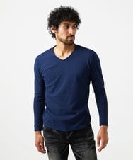 MNKAD61180 MICHEL KLEIN HOMME(ミッシェルクラン オム) 《日本製》リンクスVネック長袖カットソー ネイビー