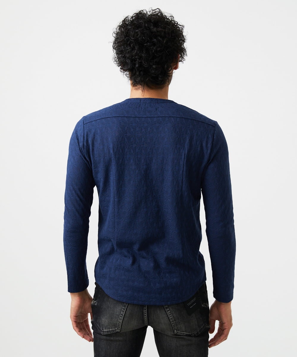 MNKAD61180 MICHEL KLEIN HOMME(ミッシェルクラン オム) 《日本製》リンクスVネック長袖カットソー ネイビー