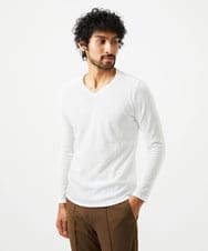 MNKAD61180 MICHEL KLEIN HOMME(ミッシェルクラン オム) 《日本製》リンクスVネック長袖カットソー ホワイト