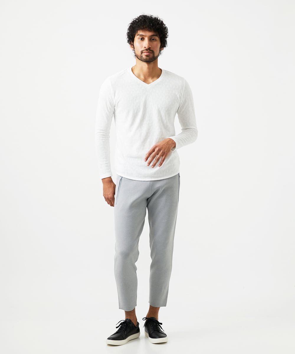 MNKAD61180 MICHEL KLEIN HOMME(ミッシェルクラン オム) 《日本製》リンクスVネック長袖カットソー ホワイト