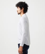MNKAF60150 MICHEL KLEIN HOMME(ミッシェルクラン オム) 《日本製》レンガ柄Vネック長袖カットソー ライトグレー