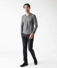 MNKAF60150 MICHEL KLEIN HOMME(ミッシェルクラン オム) 《日本製》レンガ柄Vネック長袖カットソー ダークグレー