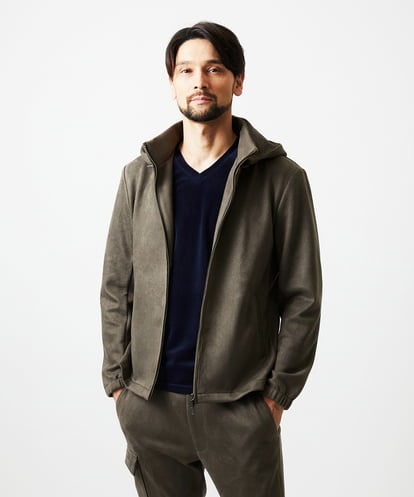 MNKAF64290 MICHEL KLEIN HOMME 【セットアップ】スエード調パーカーブルゾン
