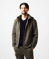 MNKAF64290 MICHEL KLEIN HOMME(ミッシェルクラン オム) 【セットアップ】スエード調パーカーブルゾン カーキ