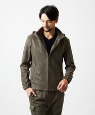 MNKAF64290 MICHEL KLEIN HOMME(ミッシェルクラン オム) 【セットアップ】スエード調パーカーブルゾン カーキ