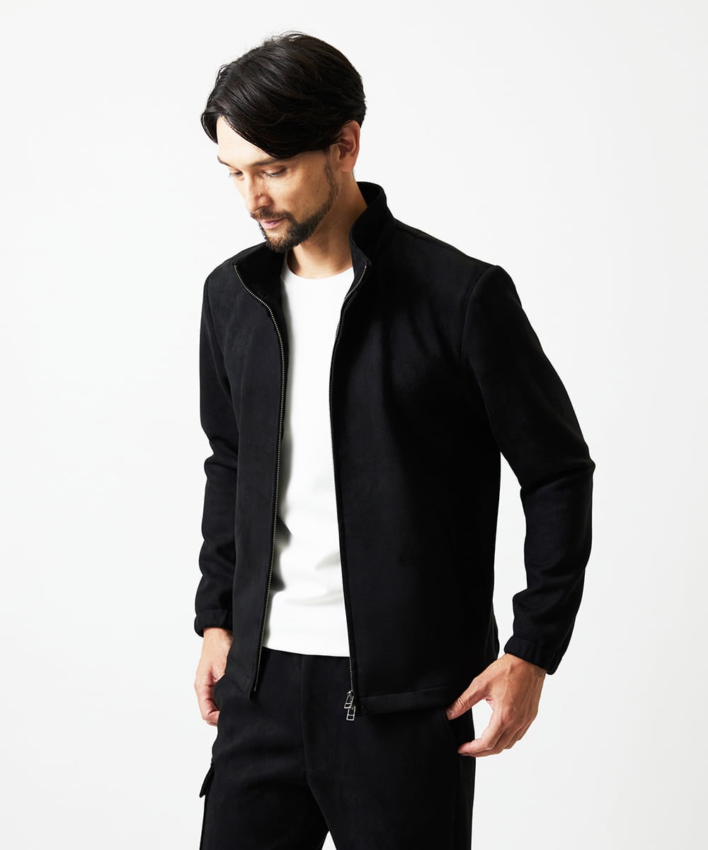 MNKAF64290 MICHEL KLEIN HOMME(ミッシェルクラン オム) 【セットアップ】スエード調パーカーブルゾン ブラック