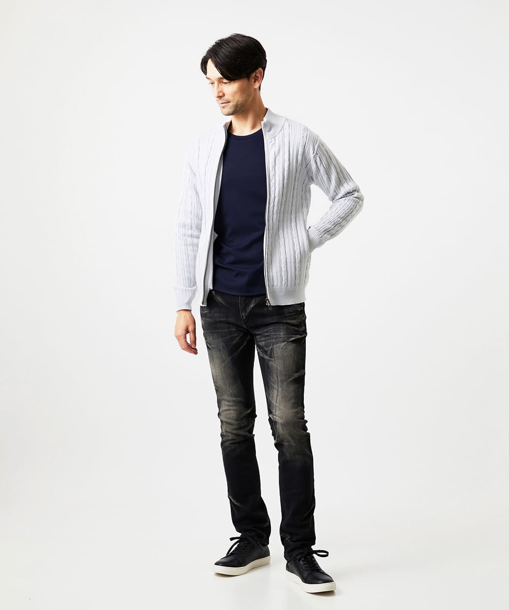 MNKAF65150 MICHEL KLEIN HOMME(ミッシェルクラン オム) 長袖クルーネックカットソー ネイビー