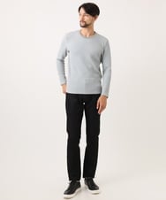 MNKAF66200 MICHEL KLEIN HOMME(ミッシェルクラン オム) ウェーブジャージクルーネック長袖カットソー ライトグレー