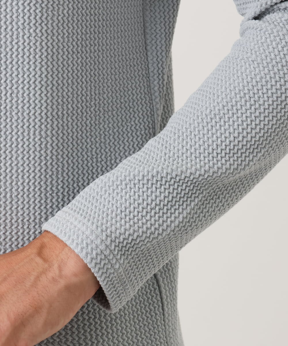 MNKAF66200 MICHEL KLEIN HOMME(ミッシェルクラン オム) ウェーブジャージクルーネック長袖カットソー ライトグレー