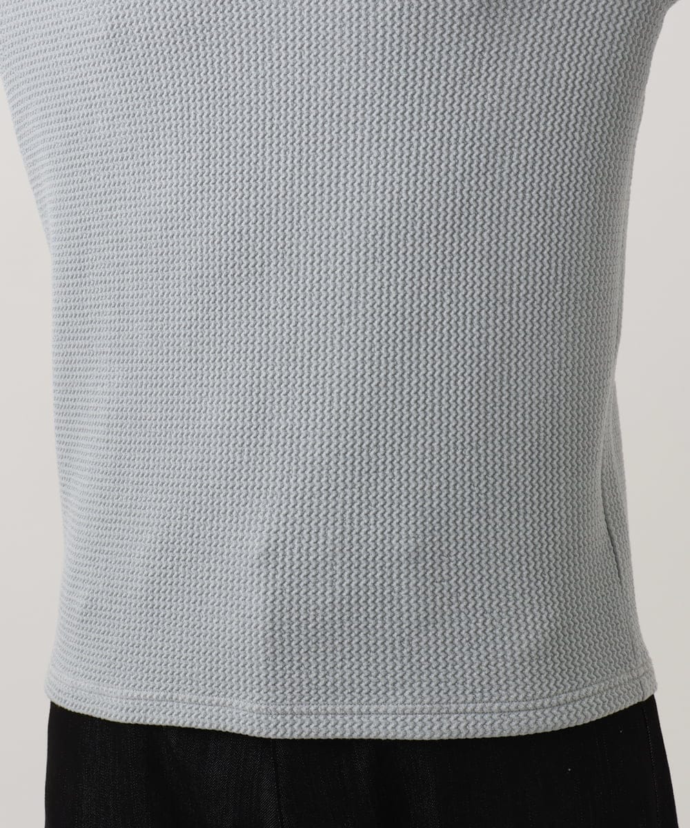 MNKAF66200 MICHEL KLEIN HOMME(ミッシェルクラン オム) ウェーブジャージクルーネック長袖カットソー ライトグレー