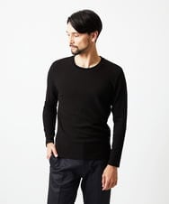 MNKAF66200 MICHEL KLEIN HOMME(ミッシェルクラン オム) ウェーブジャージクルーネック長袖カットソー ブラック