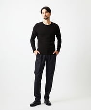 MNKAF66200 MICHEL KLEIN HOMME(ミッシェルクラン オム) ウェーブジャージクルーネック長袖カットソー ブラック