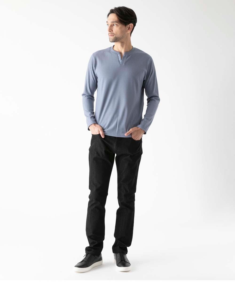 MNKAF69190 MICHEL KLEIN HOMME(ミッシェルクラン オム) メイストレッチリブカットソー ライトブルー