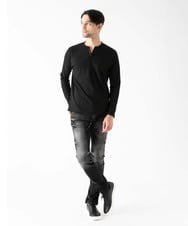 MNKAF69190 MICHEL KLEIN HOMME(ミッシェルクラン オム) メイストレッチリブカットソー ブラック
