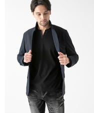 MNKAF69190 MICHEL KLEIN HOMME(ミッシェルクラン オム) メイストレッチリブカットソー ブラック