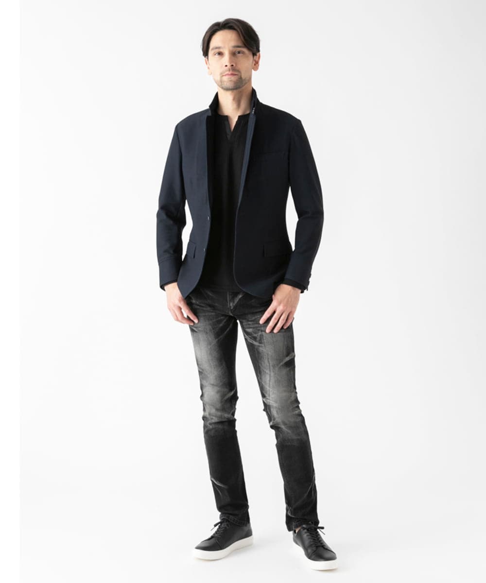MNKAF69190 MICHEL KLEIN HOMME(ミッシェルクラン オム) メイストレッチリブカットソー ブラック