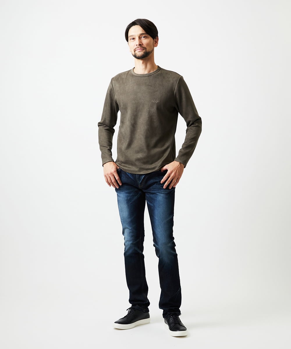 MNKAF70210 MICHEL KLEIN HOMME(ミッシェルクラン オム) 【セットアップ】スエード調クルーネックカットソー カーキ