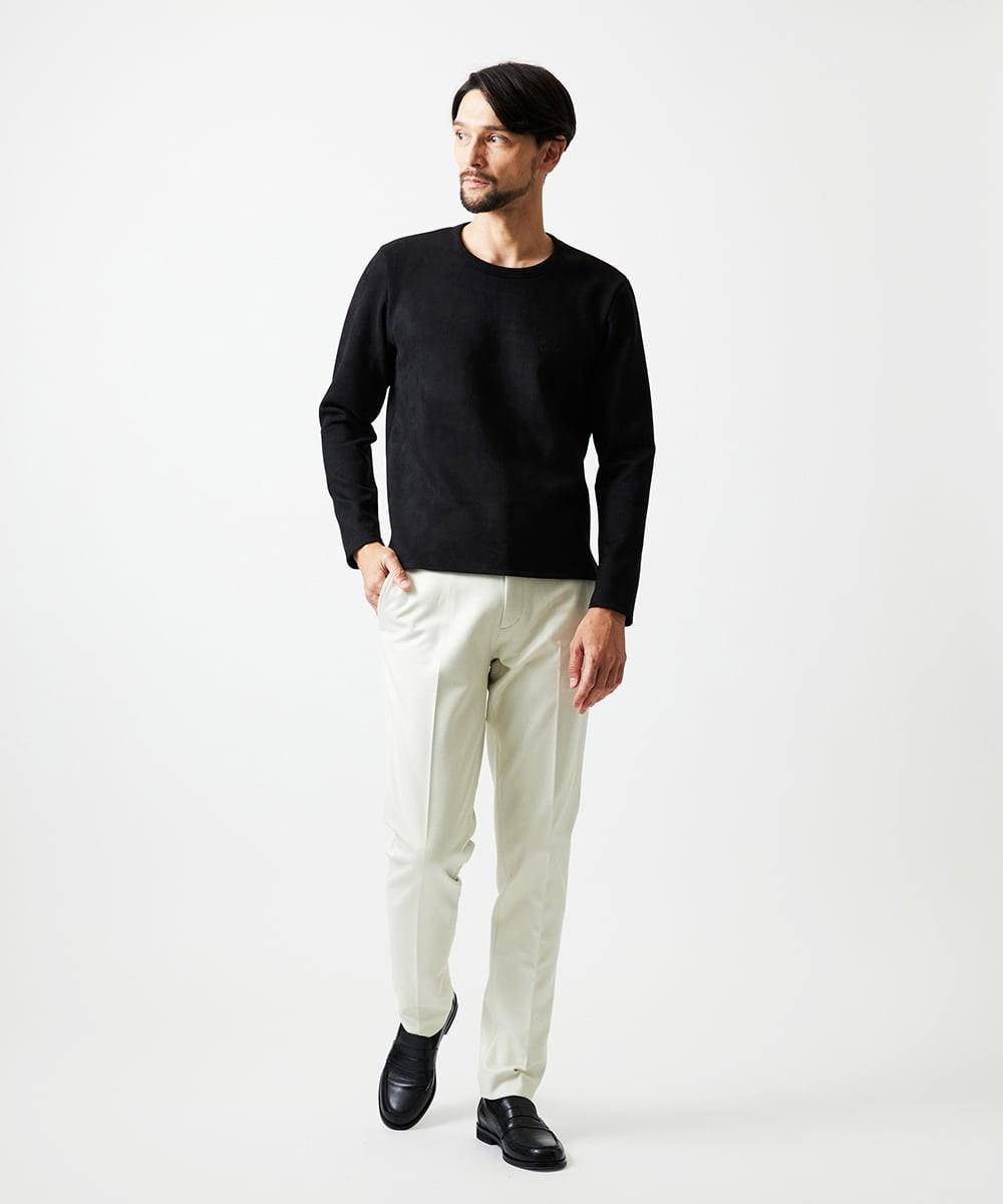 MNKAF70210 MICHEL KLEIN HOMME(ミッシェルクラン オム) 【セットアップ】スエード調クルーネックカットソー ブラック